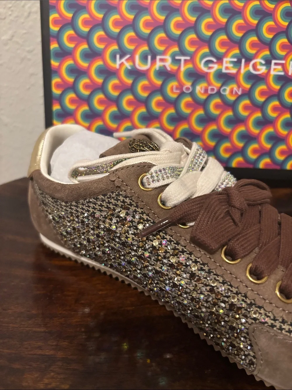 Kurt Geiger Men’s Brown Suede Sparkle Trainer